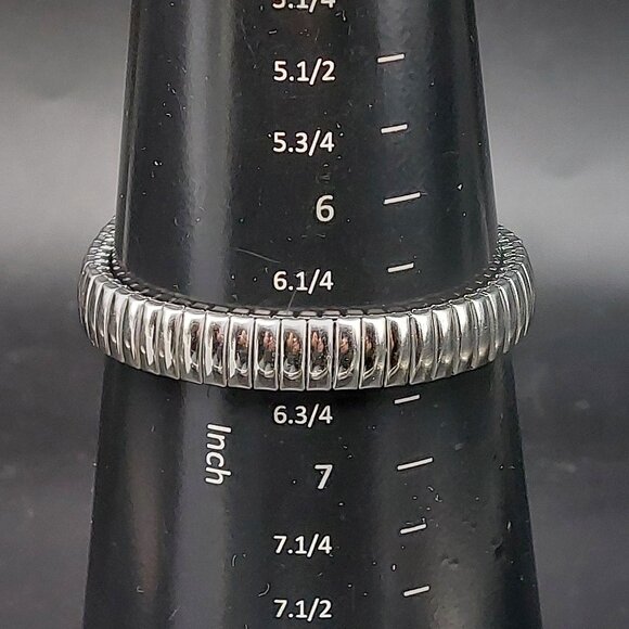 Ladies Silver Analog Watch With Stretch Band & Rose Gold Accents Stainless Steel - Picture 8 of 8